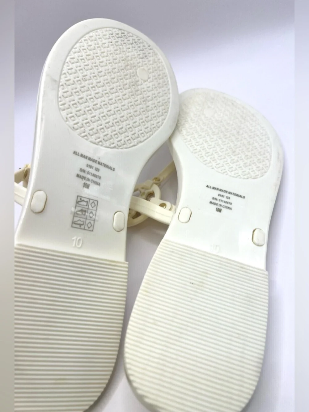Tory Burch- Women's Ivory T-Strap Logo-Mini Miller Jelly Sandal-‎ Size:10M